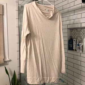 Oatmeal cream very soft casual top/tunic with cowl neck